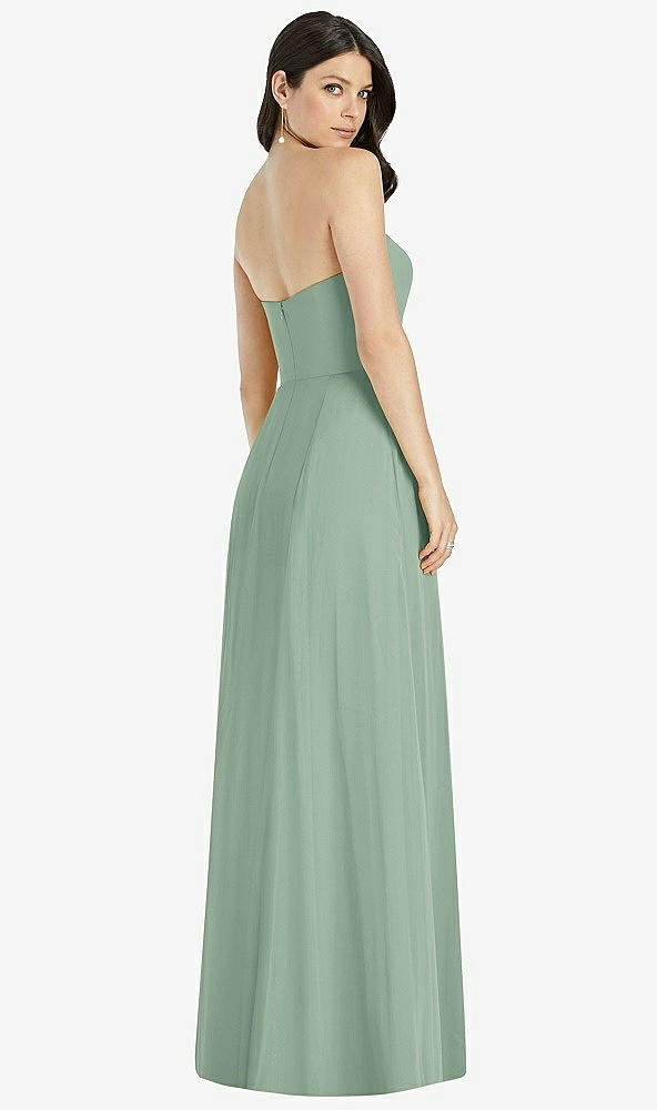 Back View - Seagrass Strapless Notch Chiffon Maxi Dress