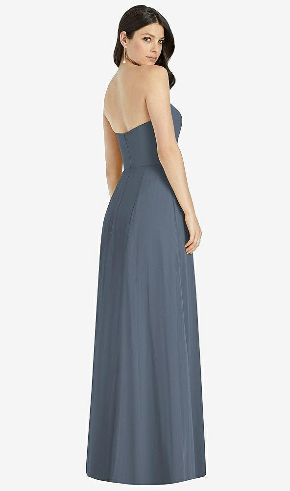 Back View - Silverstone Strapless Notch Chiffon Maxi Dress