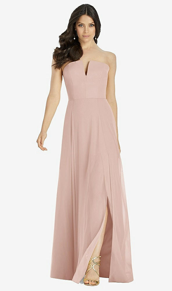 Front View - Toasted Sugar Strapless Notch Chiffon Maxi Dress