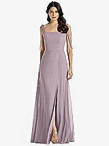 Front View Thumbnail - Lilac Dusk Tie-Shoulder Chiffon Maxi Dress with Front Slit