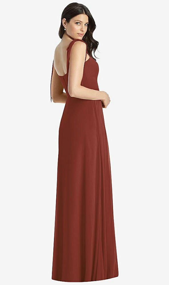 Back View - Auburn Moon Tie-Shoulder Chiffon Maxi Dress with Front Slit