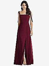 Front View Thumbnail - Cabernet Tie-Shoulder Chiffon Maxi Dress with Front Slit