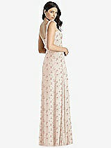 Rear View Thumbnail - Coquette Floral Print Tie-Shoulder Chiffon Maxi Dress with Front Slit