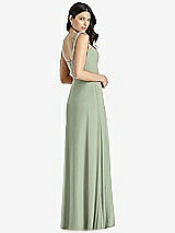 Rear View Thumbnail - Sage Tie-Shoulder Chiffon Maxi Dress with Front Slit