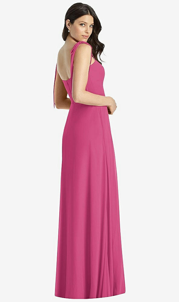 Back View - Tea Rose Tie-Shoulder Chiffon Maxi Dress with Front Slit