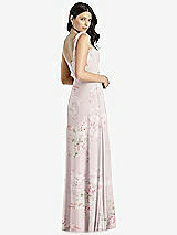 Rear View Thumbnail - Watercolor Print Tie-Shoulder Chiffon Maxi Dress with Front Slit