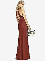 Rear View Thumbnail - Auburn Moon High-Neck Cutout Halter Trumpet Gown