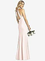 Rear View Thumbnail - Blush High-Neck Cutout Halter Trumpet Gown