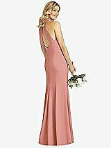 Rear View Thumbnail - Desert Rose High-Neck Cutout Halter Trumpet Gown