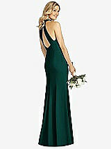 Rear View Thumbnail - Evergreen High-Neck Cutout Halter Trumpet Gown