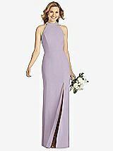 Front View Thumbnail - Lilac Haze High-Neck Cutout Halter Trumpet Gown