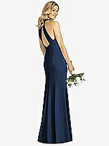 Rear View Thumbnail - Midnight Navy High-Neck Cutout Halter Trumpet Gown