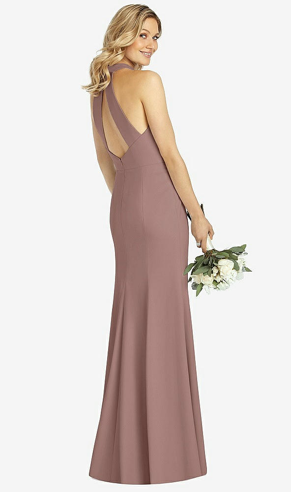 Back View - Sienna High-Neck Cutout Halter Trumpet Gown