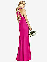 Rear View Thumbnail - Think Pink High-Neck Cutout Halter Trumpet Gown