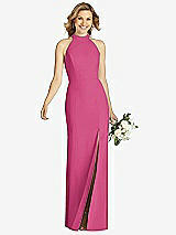 Front View Thumbnail - Tea Rose High-Neck Cutout Halter Trumpet Gown