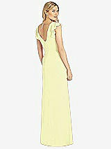 Rear View Thumbnail - Butter Yellow Ruffled Sleeve Mermaid Dress with Front Slit