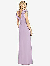 Rear View Thumbnail - Pale Purple Ruffled Sleeve Mermaid Dress with Front Slit