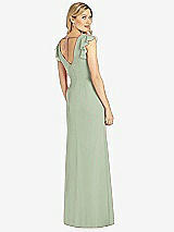 Rear View Thumbnail - Sage Ruffled Sleeve Mermaid Dress with Front Slit