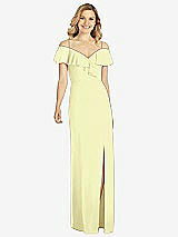 Front View Thumbnail - Butter Yellow Ruffled Cold-Shoulder Maxi Dress