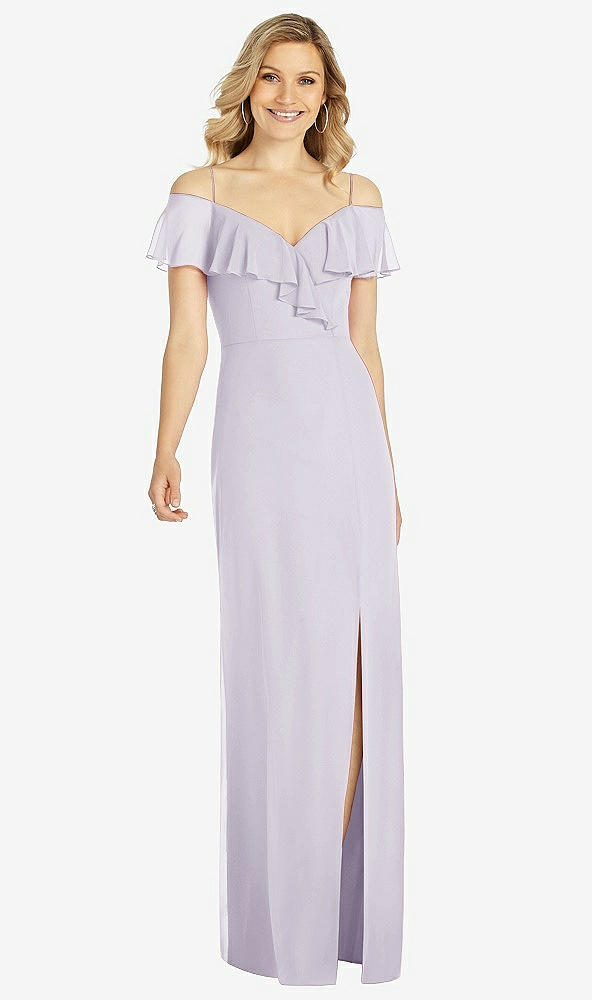 Front View - Moondance Ruffled Cold-Shoulder Maxi Dress