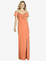 Front View Thumbnail - Sweet Melon Ruffled Cold-Shoulder Maxi Dress