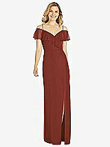 Front View Thumbnail - Auburn Moon Ruffled Cold-Shoulder Maxi Dress