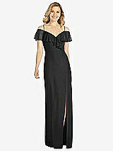 Front View Thumbnail - Black Ruffled Cold-Shoulder Maxi Dress