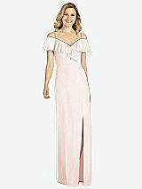 Front View Thumbnail - Blush Ruffled Cold-Shoulder Maxi Dress