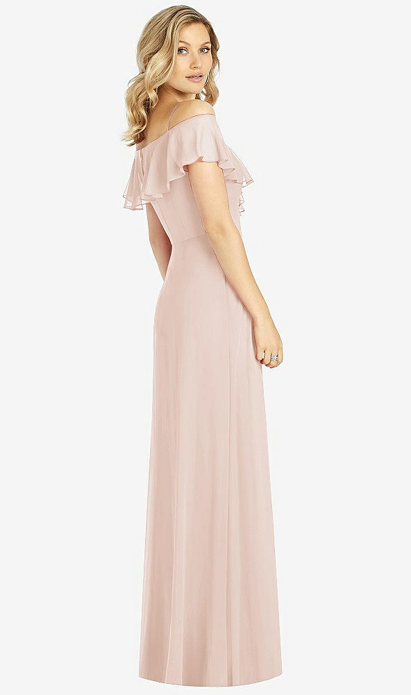 Back View - Cameo Ruffled Cold-Shoulder Maxi Dress