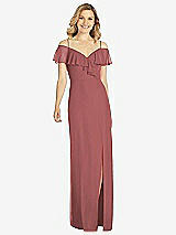 Front View Thumbnail - English Rose Ruffled Cold-Shoulder Maxi Dress