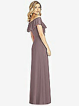 Rear View Thumbnail - French Truffle Ruffled Cold-Shoulder Maxi Dress