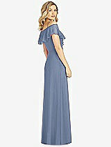 Rear View Thumbnail - Larkspur Blue Ruffled Cold-Shoulder Maxi Dress