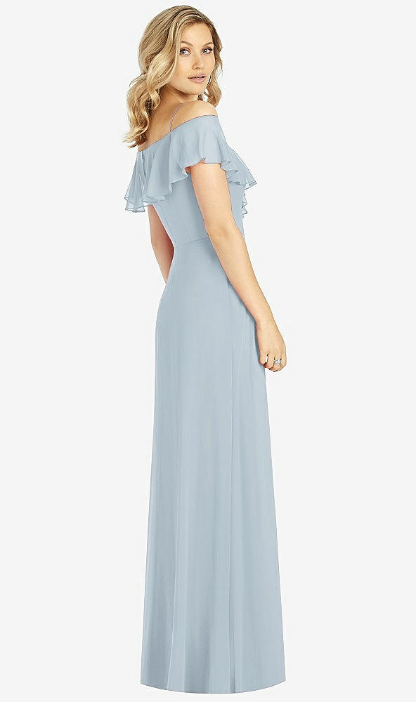 Back View - Mist Ruffled Cold-Shoulder Maxi Dress