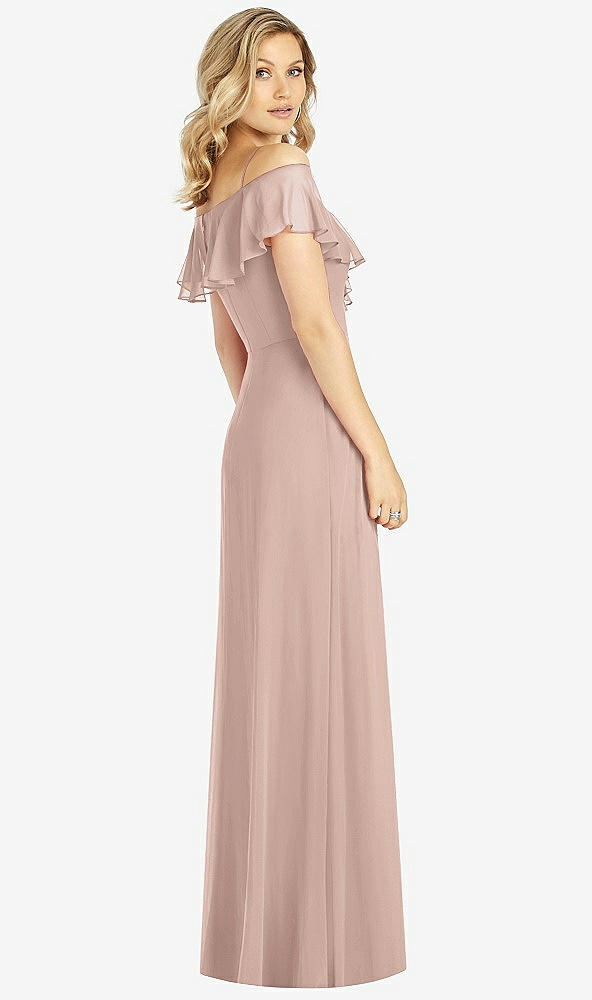 Back View - Neu Nude Ruffled Cold-Shoulder Maxi Dress