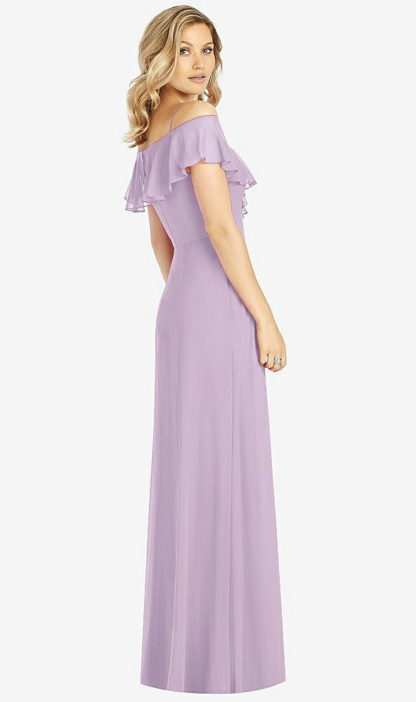 Back View - Pale Purple Ruffled Cold-Shoulder Maxi Dress