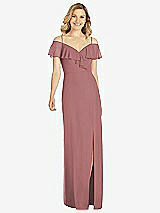 Front View Thumbnail - Rosewood Ruffled Cold-Shoulder Maxi Dress