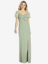 Front View Thumbnail - Sage Ruffled Cold-Shoulder Maxi Dress