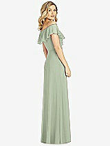 Rear View Thumbnail - Sage Ruffled Cold-Shoulder Maxi Dress