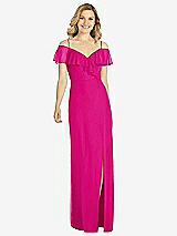 Front View Thumbnail - Think Pink Ruffled Cold-Shoulder Maxi Dress