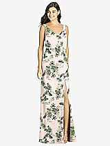 Front View Thumbnail - Palm Beach Print Blouson Bodice Mermaid Dress with Front Slit