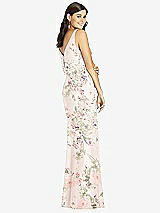 Rear View Thumbnail - Blush Garden Blouson Bodice Mermaid Dress with Front Slit