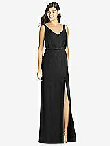 Front View Thumbnail - Black Blouson Bodice Mermaid Dress with Front Slit