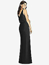 Rear View Thumbnail - Black Blouson Bodice Mermaid Dress with Front Slit