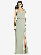 Front View Thumbnail - Celadon Blouson Bodice Mermaid Dress with Front Slit