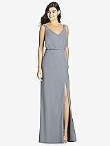 Front View Thumbnail - Platinum Blouson Bodice Mermaid Dress with Front Slit