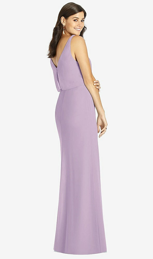 Back View - Pale Purple Blouson Bodice Mermaid Dress with Front Slit