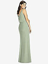 Rear View Thumbnail - Sage Blouson Bodice Mermaid Dress with Front Slit