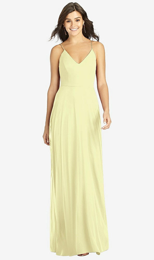 Front View - Butter Yellow Criss Cross Back A-Line Maxi Dress