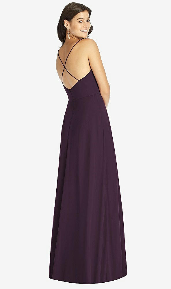 Back View - Aubergine Criss Cross Back A-Line Maxi Dress