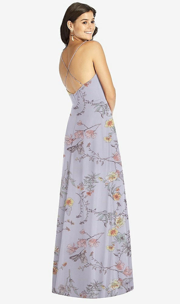 Back View - Butterfly Botanica Silver Dove Criss Cross Back A-Line Maxi Dress